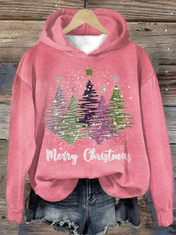 Women's Casual Oversized Hoodie with Merry Christmas Print | Ideal for Autumn/Winter