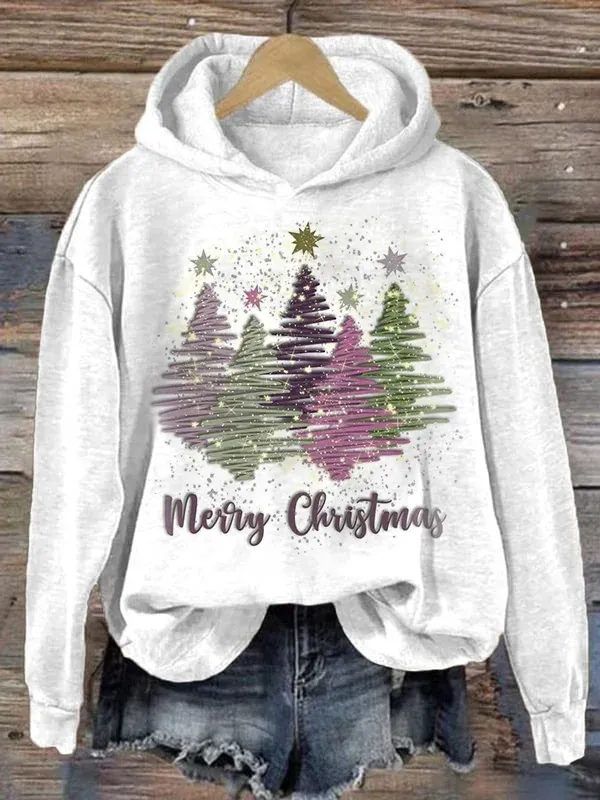 Women's Casual Oversized Hoodie with Merry Christmas Print | Ideal for Autumn/Winter