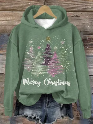 Women's Casual Oversized Hoodie with Merry Christmas Print | Ideal for Autumn/Winter