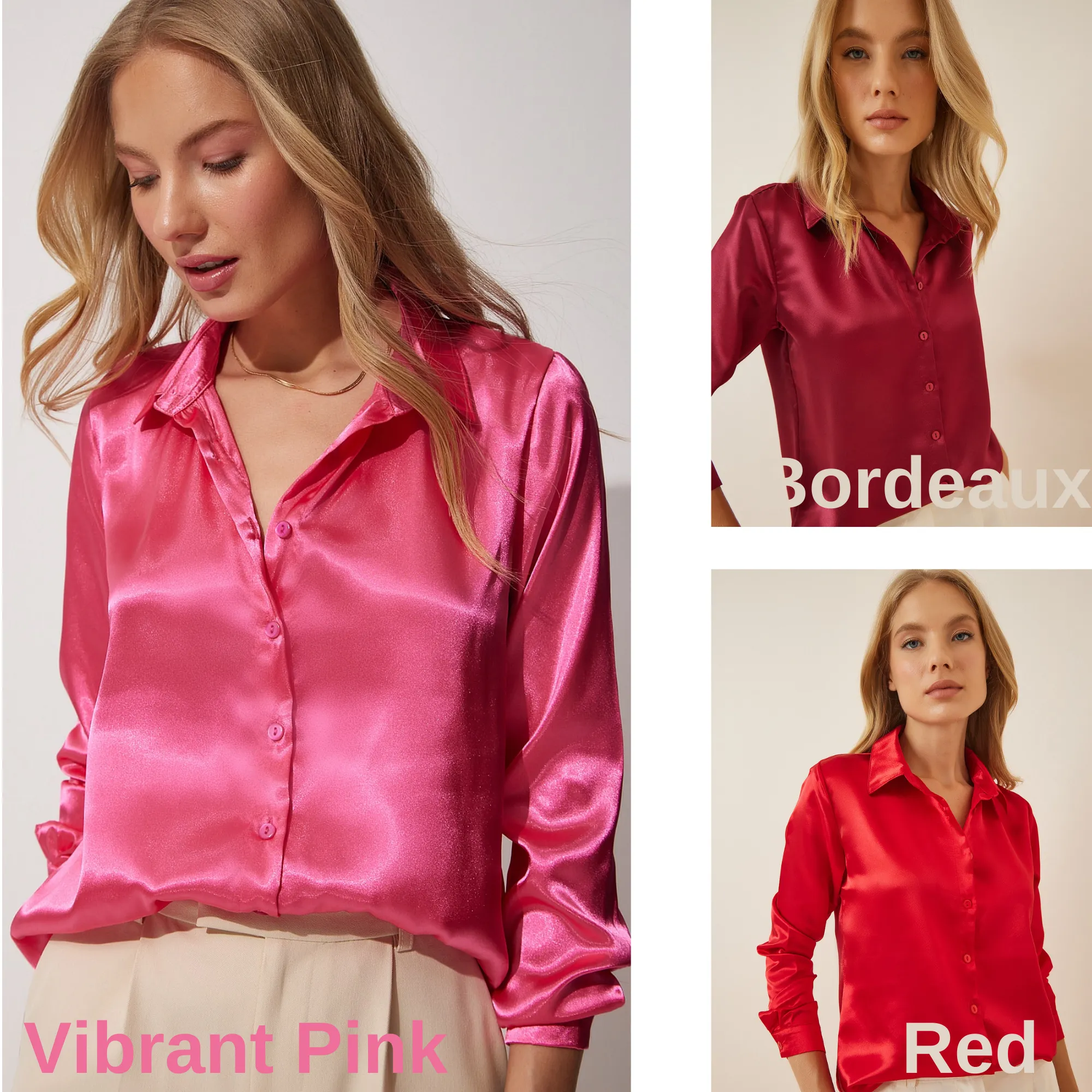Women's Light Flowy Satin Surface Woman Blouse,  Satin Blouse,Gift For Her,Cotton Blouse,Boho Blouse,Satin Long Sleeve Womens Blouse 1