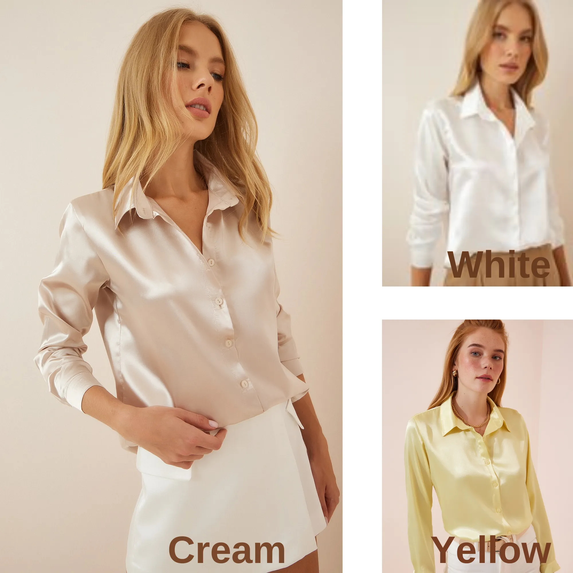 Women's Light Flowy Satin Surface Woman Blouse,  Satin Blouse,Gift For Her,Cotton Blouse,Boho Blouse,Satin Long Sleeve Womens Blouse 1