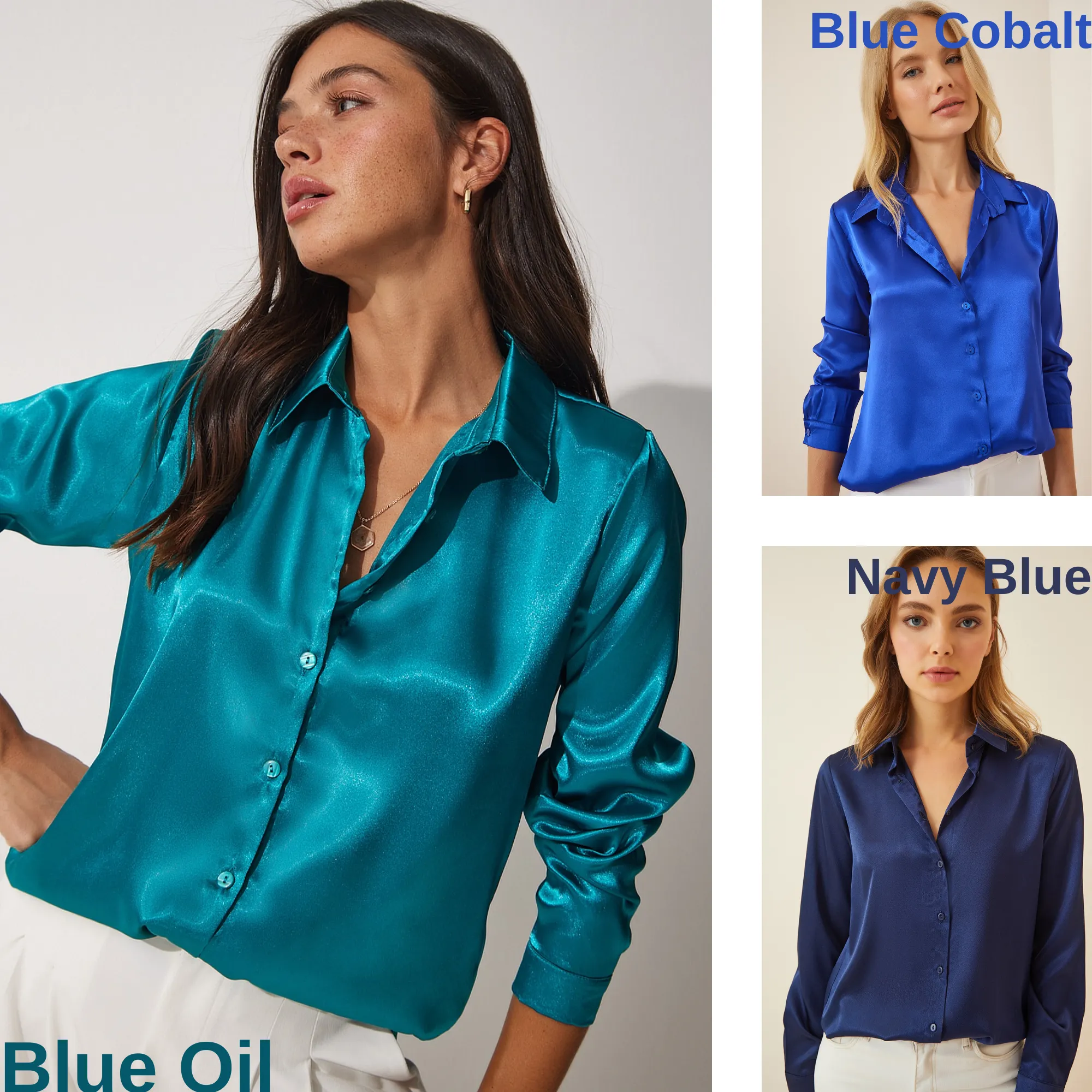Women's Light Flowy Satin Surface Woman Blouse,  Satin Blouse,Gift For Her,Cotton Blouse,Boho Blouse,Satin Long Sleeve Womens Blouse 1