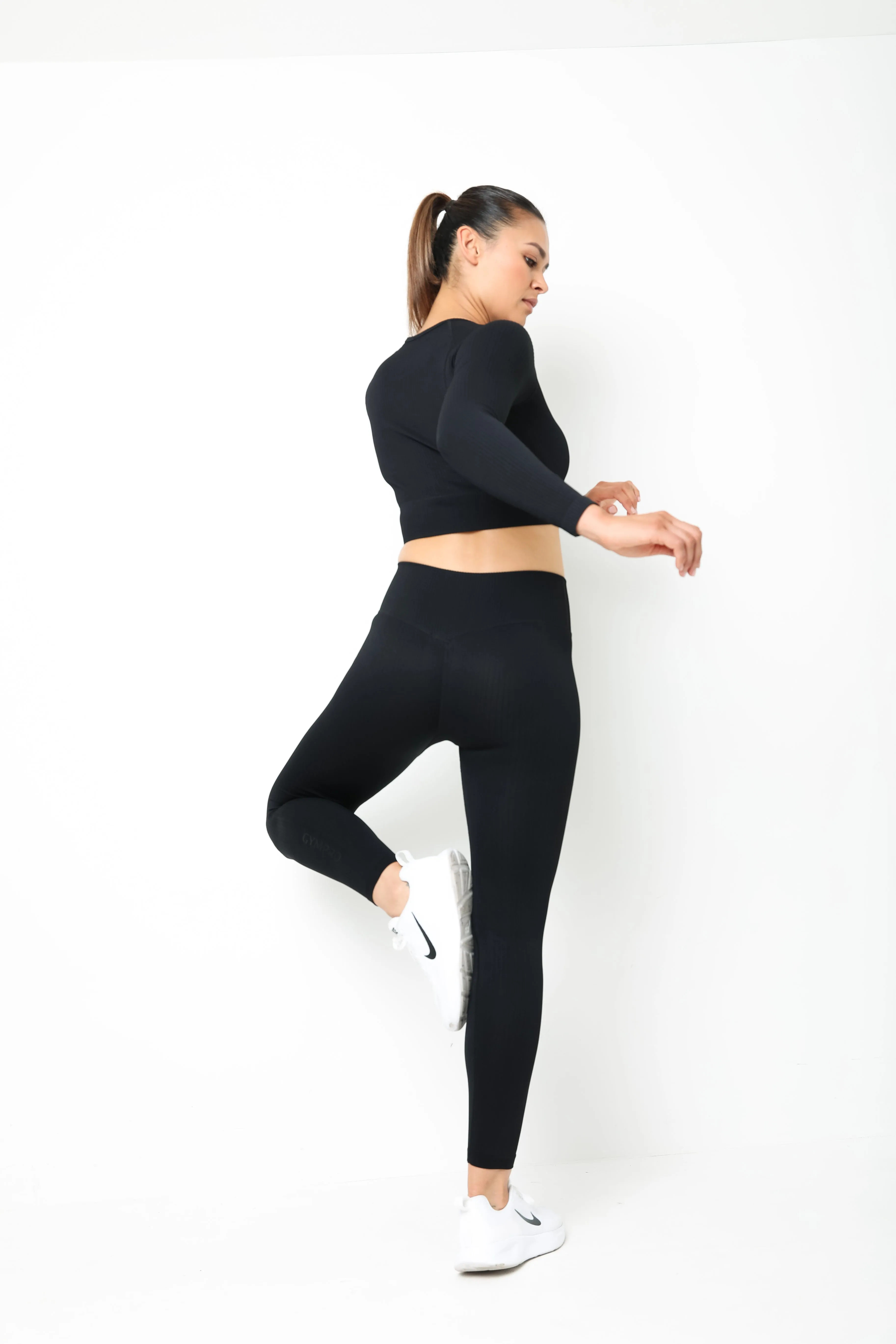 Womens - Lili Ribbed Seamless Leggings - Black