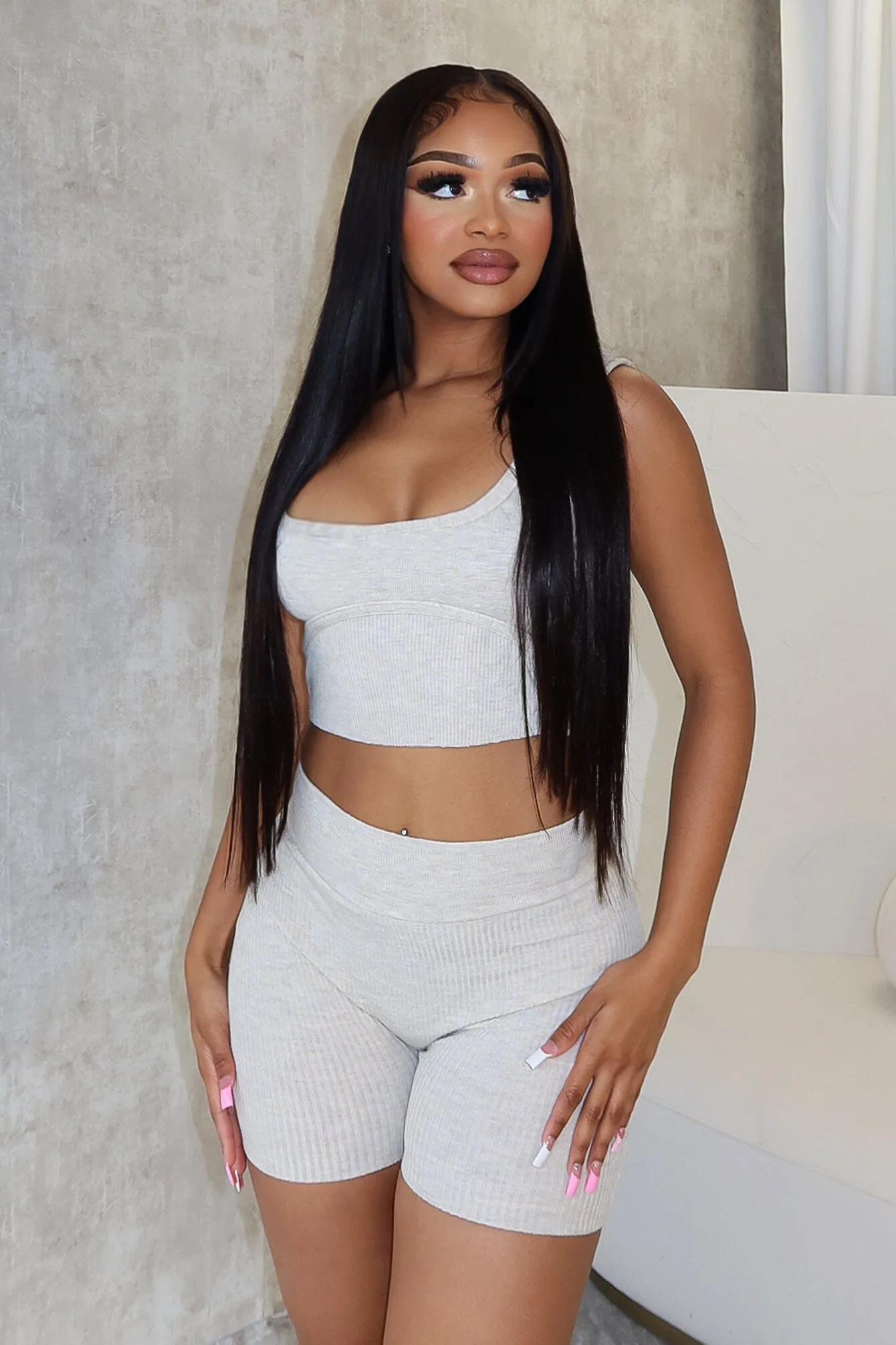 XO Ribbed Knit Tank Top & Shorts SET